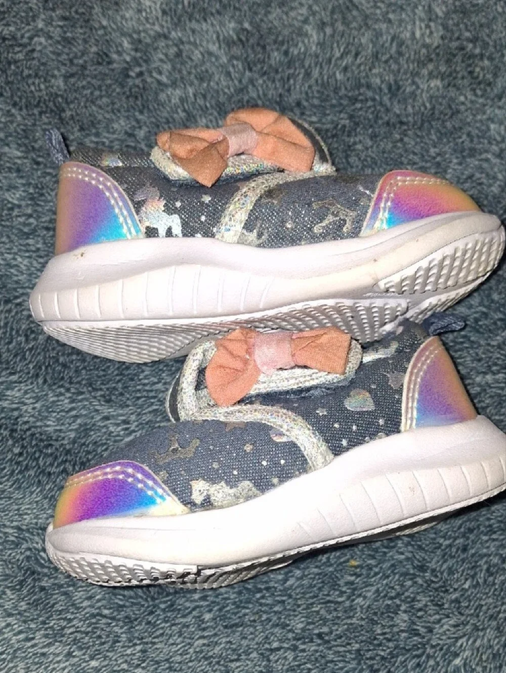 Athletic Works Glitter Unicorn Slip-On Sneakers in Gray and Pink